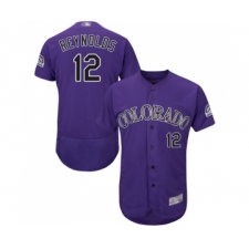 Men's Colorado Rockies #12 Mark Reynolds Purple Alternate Flex Base Authentic Collection Baseball Jersey