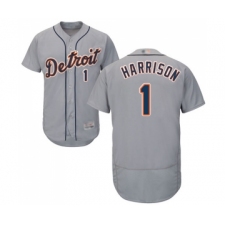 Men's Detroit Tigers #1 Josh Harrison Grey Road Flex Base Authentic Collection Baseball Jersey