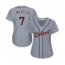 Women's Detroit Tigers #7 Jordy Mercer Replica Grey Road Cool Base Baseball Jersey