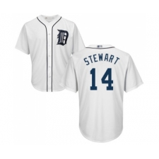 Men's Detroit Tigers #14 Christin Stewart Replica White Home Cool Base Baseball Jersey