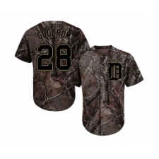 Men's Detroit Tigers #28 Niko Goodrum Authentic Camo Realtree Collection Flex Base Baseball Jersey