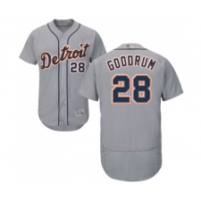 Men's Detroit Tigers #28 Niko Goodrum Grey Road Flex Base Authentic Collection Baseball Jersey