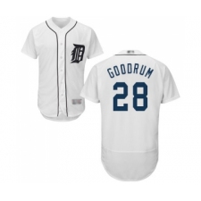 Men's Detroit Tigers #28 Niko Goodrum White Home Flex Base Authentic Collection Baseball Jersey