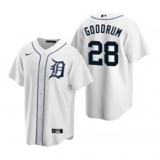 Men's Nike Detroit Tigers #28 Niko Goodrum White Home Stitched Baseball Jersey