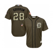 Youth Detroit Tigers #28 Niko Goodrum Authentic Green Salute to Service Baseball Jersey