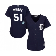 Women's Detroit Tigers #51 Matt Moore Replica Navy Blue Alternate Cool Base Baseball Jersey