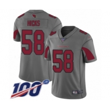 Men's Arizona Cardinals #58 Jordan Hicks Limited Silver Inverted Legend 100th Season Football Jersey