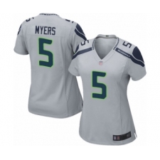 Women's Seattle Seahawks #5 Jason Myers Game Grey Alternate Football Jersey