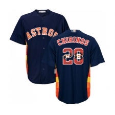Men's Houston Astros #28 Robinson Chirinos Authentic Navy Blue Team Logo Fashion Cool Base Baseball Jersey
