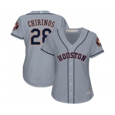 Women's Houston Astros #28 Robinson Chirinos Authentic Grey Road Cool Base Baseball Jersey