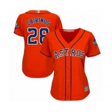 Women's Houston Astros #28 Robinson Chirinos Authentic Orange Alternate Cool Base 2019 World Series Bound Baseball Jersey
