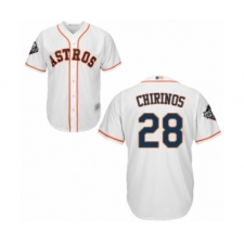 Youth Houston Astros #28 Robinson Chirinos Authentic White Home Cool Base 2019 World Series Bound Baseball Jersey