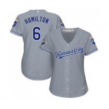 Women's Kansas City Royals #6 Billy Hamilton Replica Grey Road Cool Base Baseball Jersey