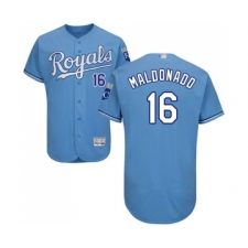Men's Kansas City Royals #16 Martin Maldonado Light Blue Alternate Flex Base Authentic Collection Baseball Jersey