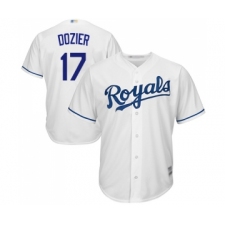Men's Kansas City Royals #17 Hunter Dozier Replica White Home Cool Base Baseball Jersey