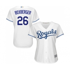 Women's Kansas City Royals #26 Brad Boxberger Replica White Home Cool Base Baseball Jersey