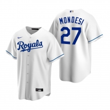 Men's Nike Kansas City Royals #27 Adalberto Mondesi White Home Stitched Baseball Jersey