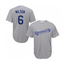 Men's Kansas City Royals #6 Willie Wilson Replica Grey Road Cool Base Baseball Jersey