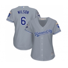 Women's Kansas City Royals #6 Willie Wilson Replica Grey Road Cool Base Baseball Jersey