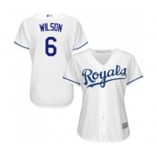 Women's Kansas City Royals #6 Willie Wilson Replica White Home Cool Base Baseball Jersey