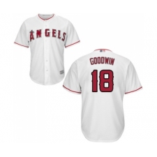 Youth Los Angeles Angels of Anaheim #18 Brian Goodwin Replica White Home Cool Base Baseball Jersey