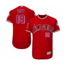 Men's Los Angeles Angels of Anaheim #19 Fred Lynn Red Alternate Flex Base Authentic Collection Baseball Jersey