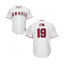 Men's Los Angeles Angels of Anaheim #19 Fred Lynn Replica White Home Cool Base Baseball Jersey