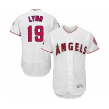 Men's Los Angeles Angels of Anaheim #19 Fred Lynn White Home Flex Base Authentic Collection Baseball Jersey