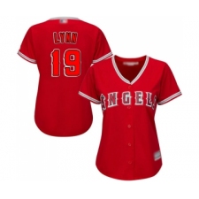 Women's Los Angeles Angels of Anaheim #19 Fred Lynn Replica Red Alternate Baseball Jersey