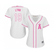 Women's Los Angeles Angels of Anaheim #19 Fred Lynn Replica White Fashion Cool Base Baseball Jersey