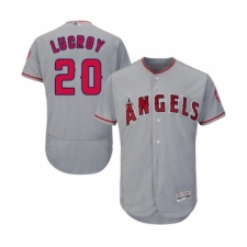Men's Los Angeles Angels of Anaheim #20 Jonathan Lucroy Grey Road Flex Base Authentic Collection Baseball Jersey