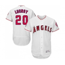 Men's Los Angeles Angels of Anaheim #20 Jonathan Lucroy White Home Flex Base Authentic Collection Baseball Jersey
