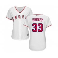 Women's Los Angeles Angels of Anaheim #33 Matt Harvey Replica White Home Cool Base Baseball Jersey