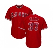 Men's Los Angeles Angels of Anaheim #37 Cody Allen Authentic Red Team Logo Fashion Cool Base Baseball Jersey