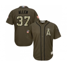 Youth Los Angeles Angels of Anaheim #37 Cody Allen Authentic Green Salute to Service Baseball Jersey