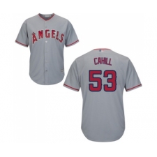 Men's Los Angeles Angels of Anaheim #53 Trevor Cahill Replica Grey Road Cool Base Baseball Jersey