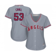 Women's Los Angeles Angels of Anaheim #53 Trevor Cahill Replica Grey Road Cool Base Baseball Jersey