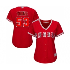 Women's Los Angeles Angels of Anaheim #53 Trevor Cahill Replica Red Alternate Baseball Jersey