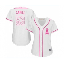 Women's Los Angeles Angels of Anaheim #53 Trevor Cahill Replica White Fashion Cool Base Baseball Jersey