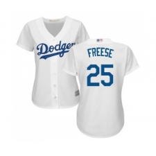 Women's Los Angeles Dodgers #25 David Freese Authentic White Home Cool Base Baseball Jersey