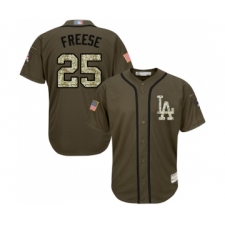 Youth Los Angeles Dodgers #25 David Freese Authentic Green Salute to Service Baseball Jersey
