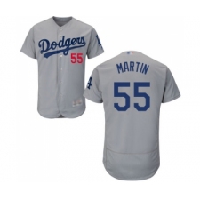 Men's Los Angeles Dodgers #55 Russell Martin Gray Alternate Flex Base Authentic Collection Baseball Jersey