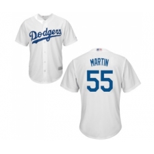 Men's Los Angeles Dodgers #55 Russell Martin Replica White Home Cool Base Baseball Jersey