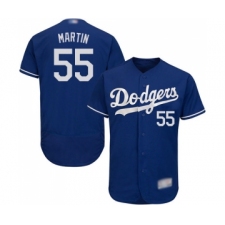 Men's Los Angeles Dodgers #55 Russell Martin Royal Blue Alternate Flex Base Authentic Collection Baseball Jersey