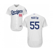 Men's Los Angeles Dodgers #55 Russell Martin White Home Flex Base Authentic Collection Baseball Jersey