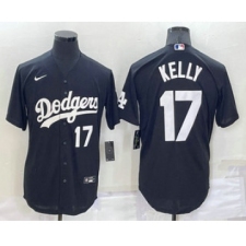 Men's Los Angeles Dodgers #17 Joe Kelly Number Black Turn Back The Clock Stitched Cool Base Jersey