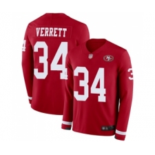 Men's San Francisco 49ers #34 Jason Verrett Limited Red Therma Long Sleeve Football Jersey