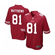 Men's San Francisco 49ers #81 Jordan Matthews Game Red Team Color Football Jersey