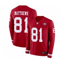 Men's San Francisco 49ers #81 Jordan Matthews Limited Red Therma Long Sleeve Football Jersey