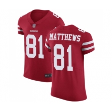 Men's San Francisco 49ers #81 Jordan Matthews Red Team Color Vapor Untouchable Elite Player Football Jersey